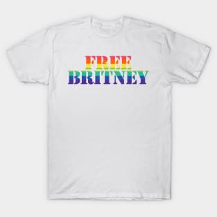 Free Britney Typography Rainbow Stripes T-Shirt